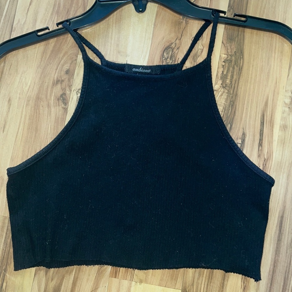 Cropped black cami top